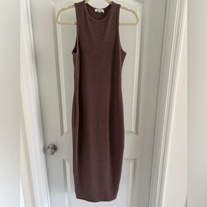 Pinkblush Sleeveless Ribbed Midi Dress in Brown Bump Friendly